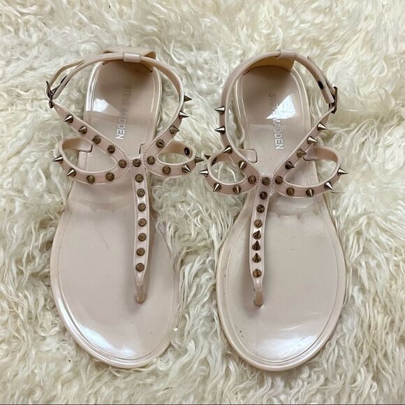 Steve Madden Nude Spiked Jelly Style Sandals 39/8.5 - Picture 1 of 7